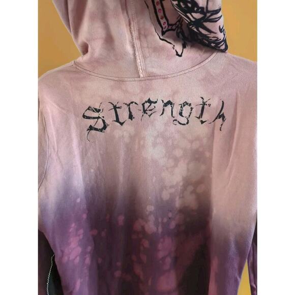 Key Closet Jacket Womens Med Hearts Studded Y2K Hoodie Tattoo Asian Tiger A115 - Picture 3 of 8